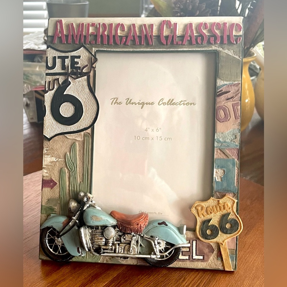 **VINTAGE** American Classic Motorcycle Resin Picture Frame - 4" x 6" - Route 66